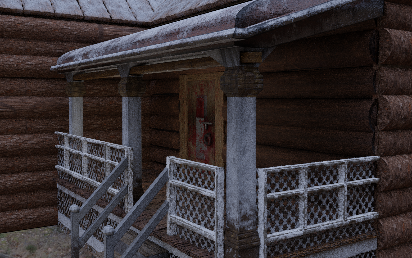 Cabin porch close-up