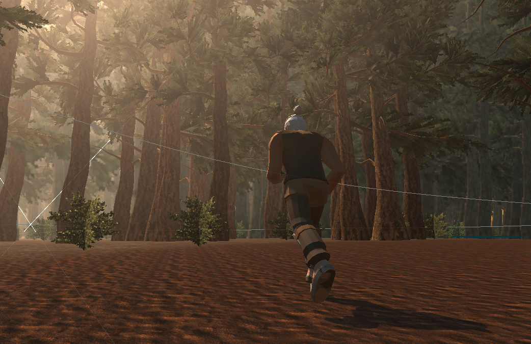 Running through forest